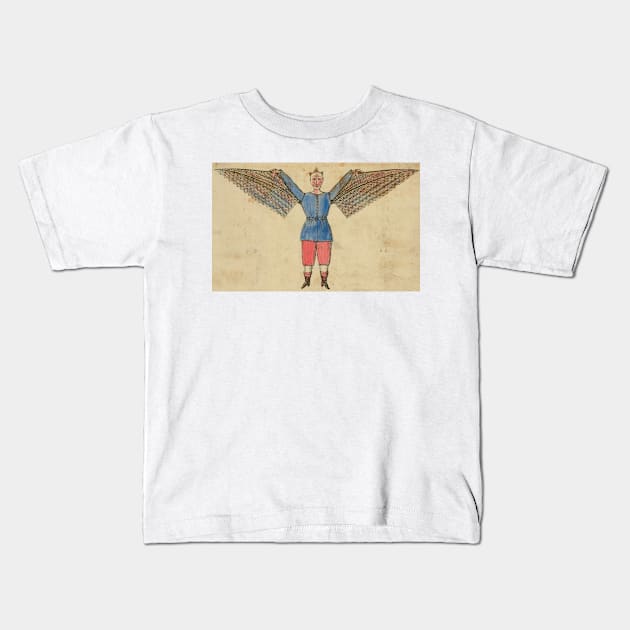 Vintage Flying Machine Wings Invention Kids T-Shirt by pdpress